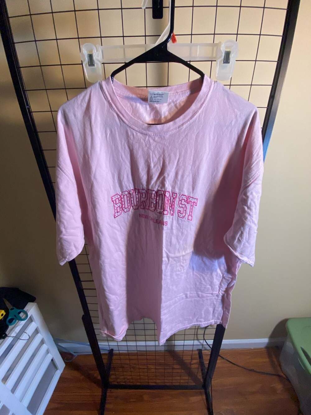 Comfort Colors Bourbon St New Orleans T-Shirt Size XL Pink Rhinestone